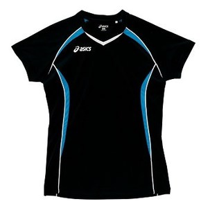 アシックス（asics） XW1307 ゲームシャツHS Women's XO 9047（ブラック×アクア）