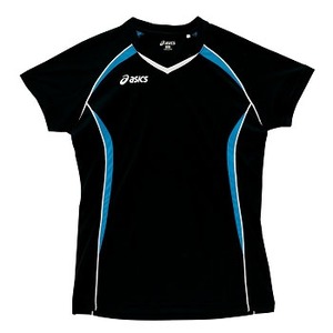 アシックス（asics） XW1307 ゲームシャツHS Women's M 9047（ブラック×アクア）