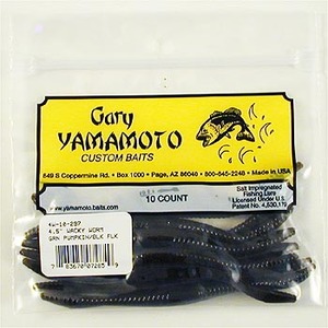 ゲーリーヤマモト(Gary YAMAMOTO) ワッキーワーム ４．５インチ ２９７ グリーンパンプキン／ブラックフレーク