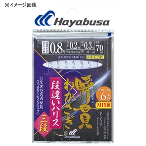 ハヤブサ(Hayabusa) 瞬貫わかさぎ 段違いハリス３段ＭＩＸ留６本 鈎１／ハリス０．２ C249