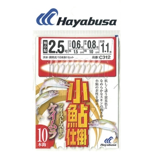 ハヤブサ(Hayabusa) 小鮎仕掛 ツイストスキンケイムラ １０本鈎 鈎２．５ハリス０．６ 白x金 C312