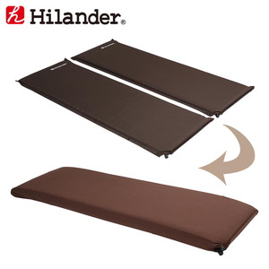 【送料無料】Hilander(ハイランダー) ２ｉｎ１ インフレーターマット 最大１０ｃｍ シングル ブラウン UK-30